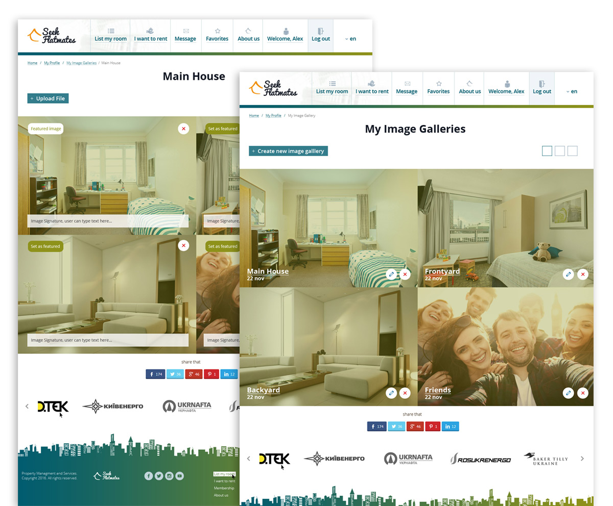 Дизайн страницы фотогалерея для Seek Flatmates