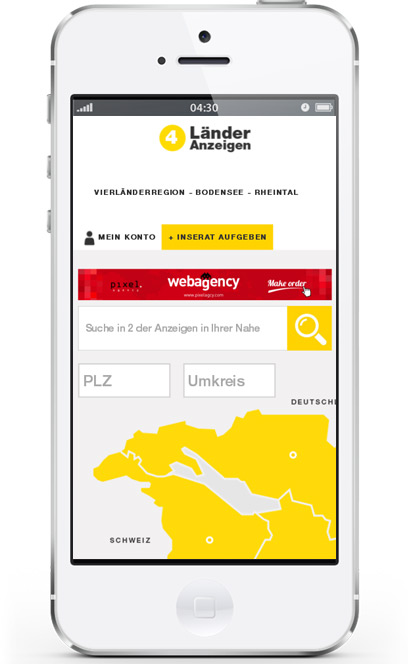 Вид сайта Lander Anzeigen на мобильных устройствах