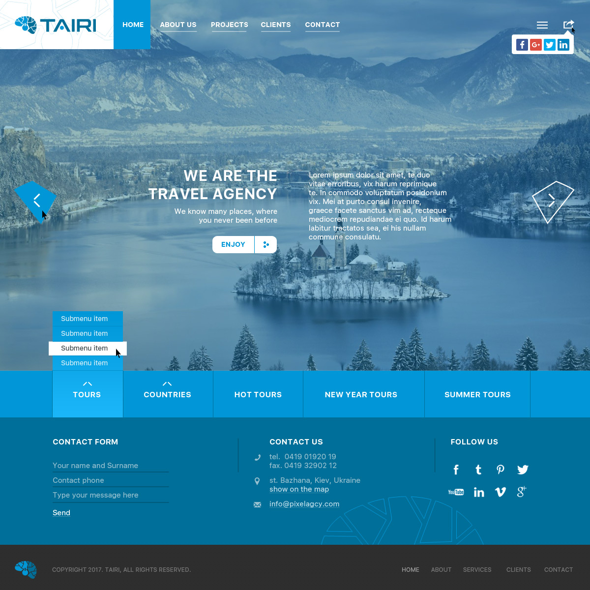 Дизайн шаблона для главной страницы сайта Tairi
